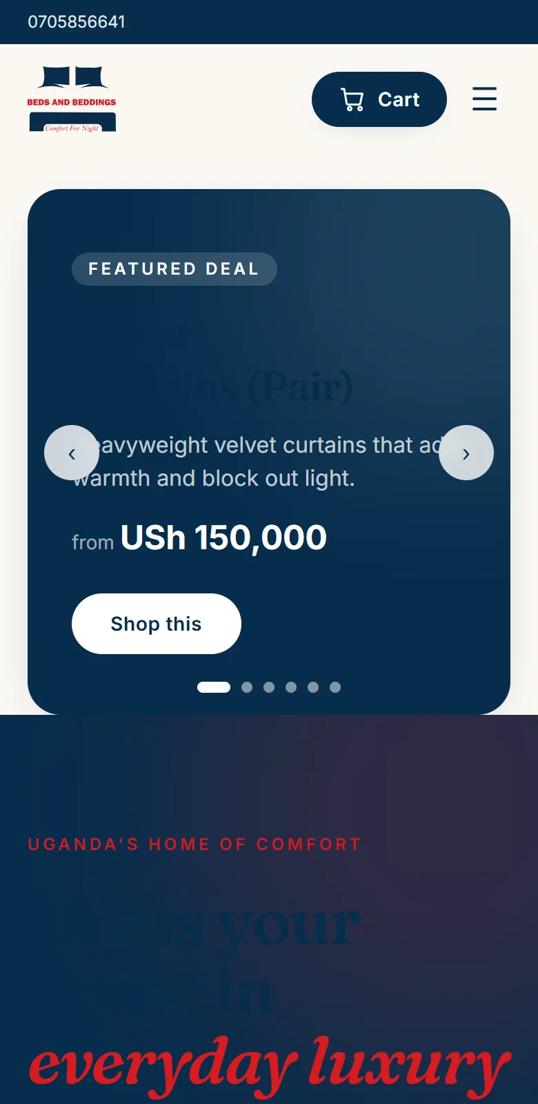 The same shop on a phone, where most customers use it.
